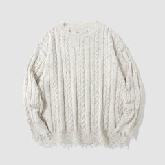 Gemütlicher Zopfmusterpullover mit offenem Saum