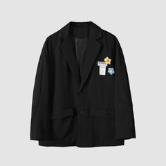 Blazer con decoración de flores de punto