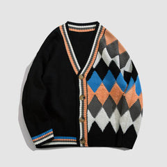 Rhombus Vintage Plaid Cardigan Mantel