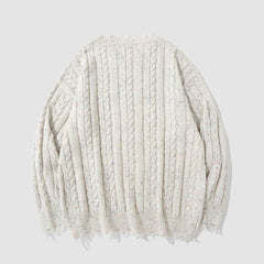 Gemütlicher Zopfmusterpullover mit offenem Saum