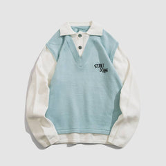 Lässiger Pullover mit Kragen und Fake Two