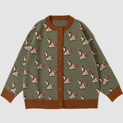 Süßer Strickjackenpullover mit Hundemuster