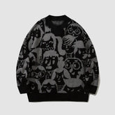 Strickpullover mit Cartoon-Muster