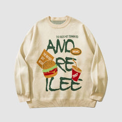 Pullover mit Fast-Food-Muster
