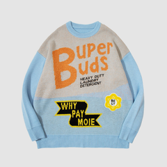 Pullover mit Farbblock-Buchstabenmuster