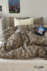 Garden Floral Vintage Bedding Set - Blue Daisy