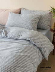 Juego de cama de cuadros vichy - Azul