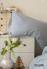 Juego de cama de cuadros vichy - Azul