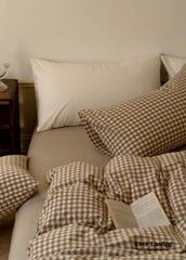 Gingham Bedding Set - Brown