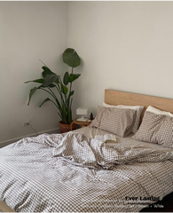 Gingham Bedding Set - Brown