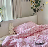 Gingham Bedding Set - Pink