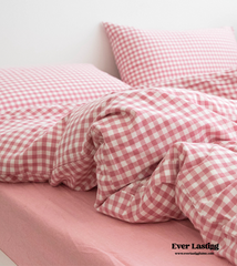 Gingham Bedding Set - Pink