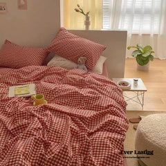 Gingham Bedding Set - Red