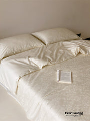 Grace Silky Floral Luxury Bedding Set - Cream