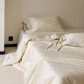 Grace Silky Floral Luxury Bedding Set - Cream