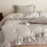 Gray Stripe Ruffle Bedding Bundle