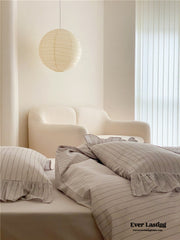 Gray Stripe Ruffle Bedding Set