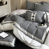 Heiress Gingham Bow Embroidered Bedding Set - Black