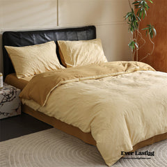 Hidden Garden Jacquard Floral Bedding Set - Custard Yellow