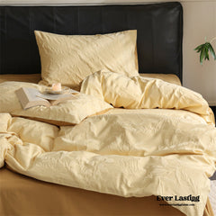 Hidden Garden Jacquard Floral Bedding Set - Custard Yellow