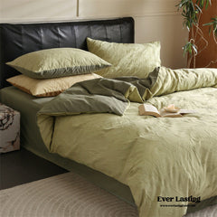 Hidden Garden Jacquard Floral Bedding Set - Moss Green