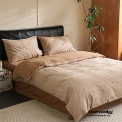 Hidden Garden Jacquard Floral Bedding Set - Tan Pink