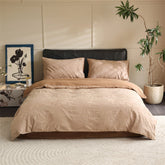 Hidden Garden Jacquard Floral Bedding Set - Tan Pink