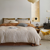Honeycomb Jacquard Stripe Bedding Set - Bronze Orange