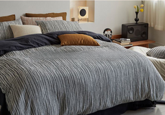 Honeycomb Jacquard Stripe Bedding Set - Space Blue