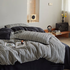 Honeycomb Jacquard Stripe Bedding Set - Space Blue