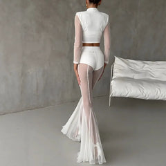 Stretch Slim Flared Trousers