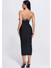 High-Elastic Knit Sequined Strapless Dress