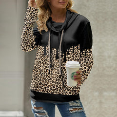 Leopard Print Double Drawstring Sweatshirt