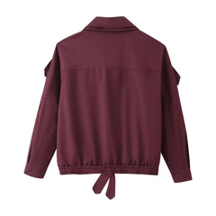 Red Stand Collar Loose Jacket
