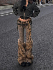 Patchwork Low-waist Flared Pants