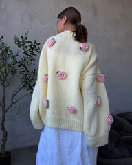 Crew Neck Sweater With Floral Details