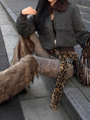 Patchwork Low-waist Flared Pants