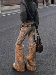 Patchwork Low-waist Flared Pants