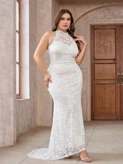 Vestido de noche con escote en V profundo y encaje sin espalda para banquete, vestido de dama de honor para boda