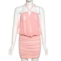 Net-Silk Neck-Wrap Dress