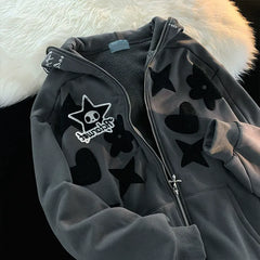 Sudadera con capucha forrada de polar con estampado de dibujos animados