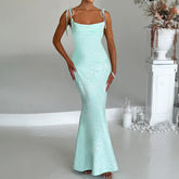 Sky Satin Corset Midi Dress