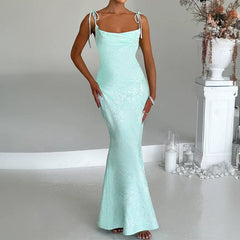 Sky Satin Corset Midi Dress
