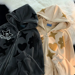 Sudadera con capucha forrada de polar con estampado de dibujos animados