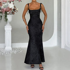 Sky Satin Corset Midi Dress