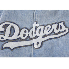 Baseballjacke aus Denim mit Stickerei und Buchstaben-Patchwork