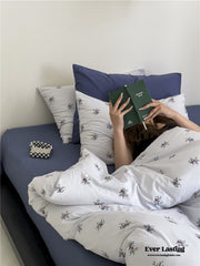 Jersey Knit Cotton Floral Bedding Set - Blue Ocean