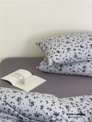 Jersey Knit Cotton Floral Bedding Set - Blueberry