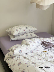Jersey Knit Cotton Floral Bedding Set - Lavender