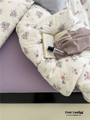 Jersey Knit Cotton Floral Bedding Set - Lavender